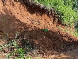 Hujan Deras Mengakibatkan Jalan di Dusun Cigorowek Longsor